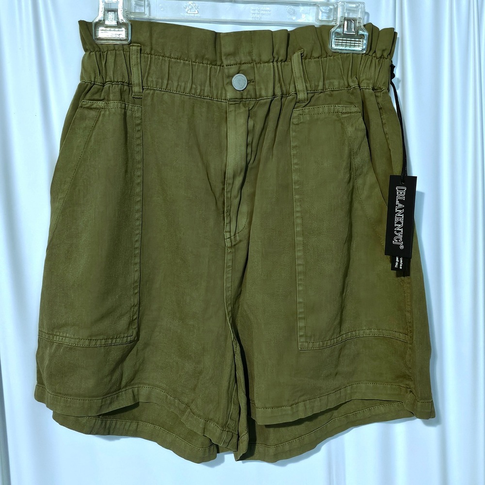BLANKNYC Womens Olive Green High Waist Cotton Shorts